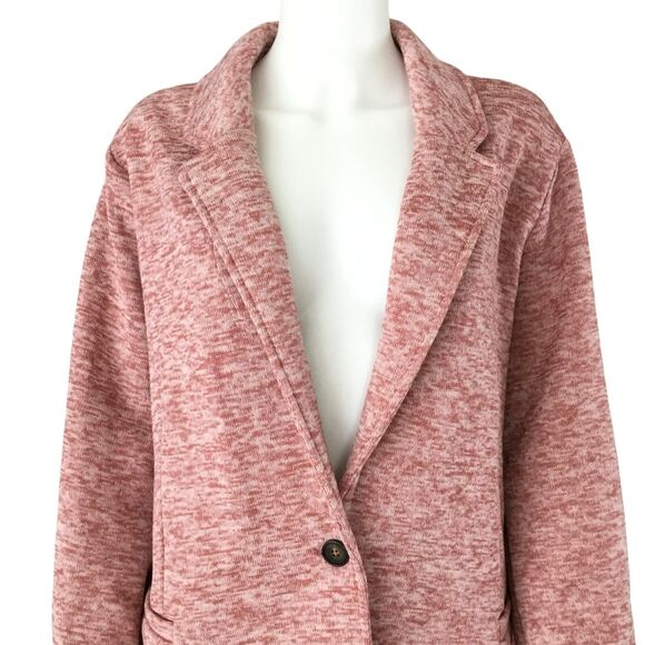 Land's End Womens Knit Performance Blazer sz 2X Maroon Fleece Liner Comfort NEW - Picture 2 of 16